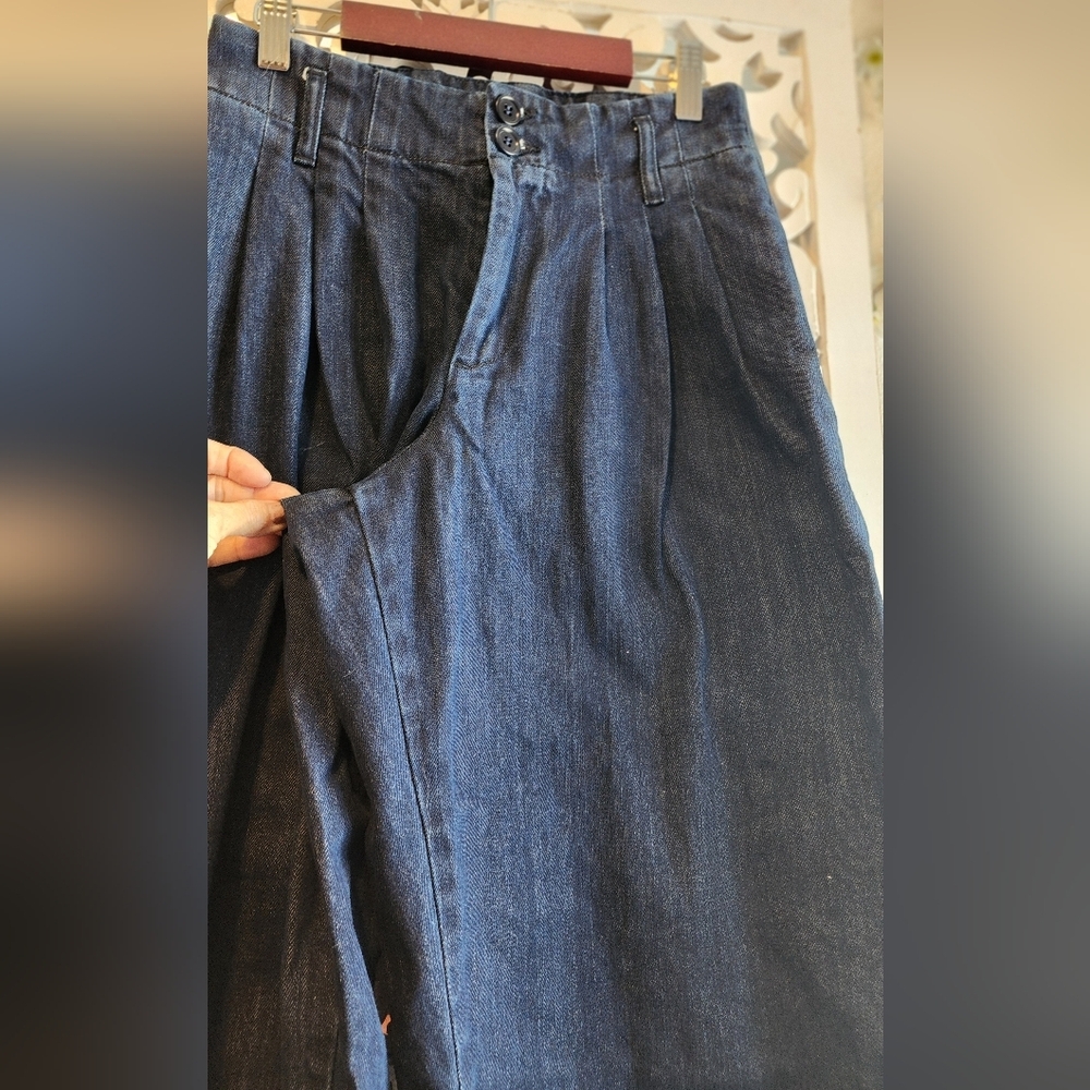 YMC  Navy Earth Keaton Denim Trousers $225 USD 80'S style wide leg - Picture 13 of 16